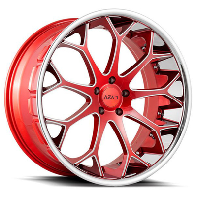 เซ Monoblock 2PC 3PC Forge Auto Wheels Candy Red Milled พร้อม Chrome